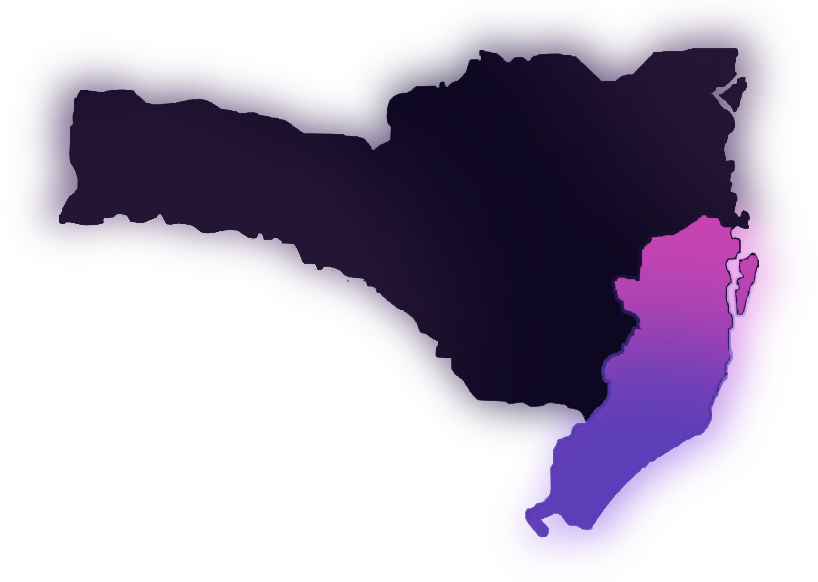 Mapa de Santa Catarina destacando AMREC, AMUREL, AMESC e Grande Florianópolis